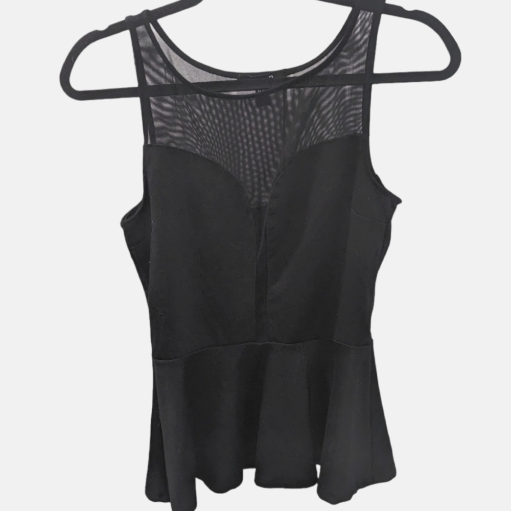 U2B women's black sleeveless shirt size M. Has some netting at the neck.